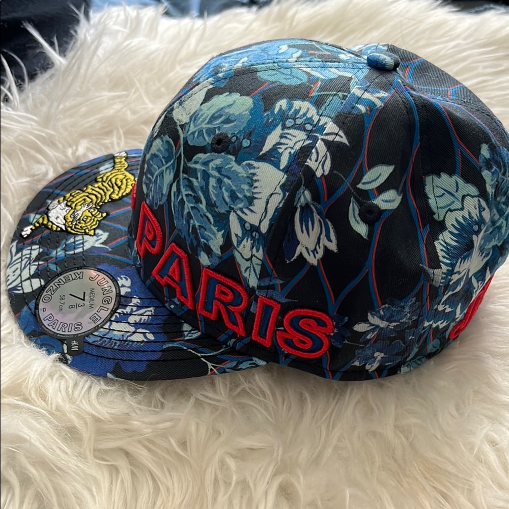Kenzo Jungle Print Cap in Black and Blue - Picture 3 of 8